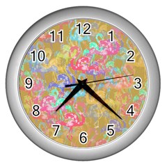 Flamingo Pattern Wall Clocks (silver) 