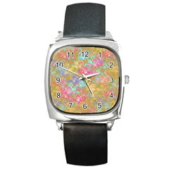 Flamingo Pattern Square Metal Watch by Valentinaart