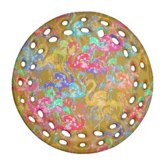 Flamingo Pattern Ornament (round Filigree) by Valentinaart