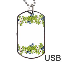Birthday Card Flowers Daisies Ivy Dog Tag USB Flash (Two Sides)
