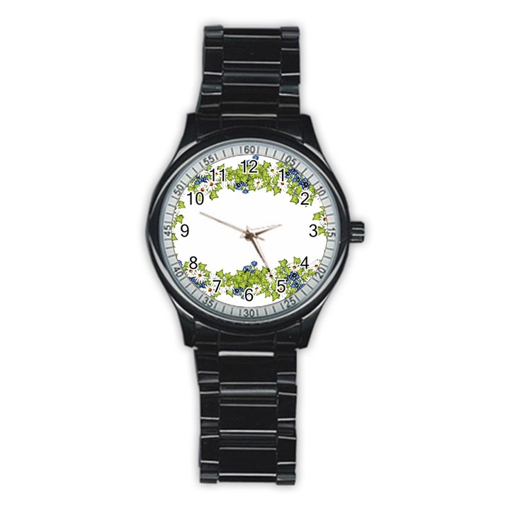 Birthday Card Flowers Daisies Ivy Stainless Steel Round Watch