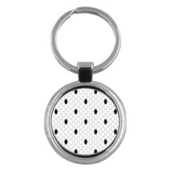 Black White Hexagon Dots Key Chains (round)  by Mariart