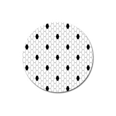 Black White Hexagon Dots Magnet 3  (round) by Mariart