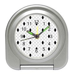 Black White Hexagon Dots Travel Alarm Clocks