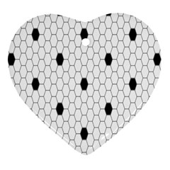 Black White Hexagon Dots Heart Ornament (two Sides)