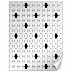 Black White Hexagon Dots Canvas 12  X 16   by Mariart