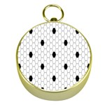 Black White Hexagon Dots Gold Compasses Front