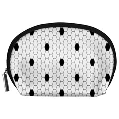 Black White Hexagon Dots Accessory Pouches (large)  by Mariart