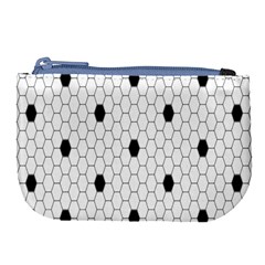 Black White Hexagon Dots Large Coin Purse by Mariart