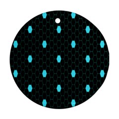 Blue Black Hexagon Dots Ornament (round)