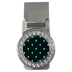 Blue Black Hexagon Dots Money Clips (cz)  by Mariart