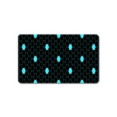 Blue Black Hexagon Dots Magnet (name Card)