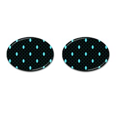 Blue Black Hexagon Dots Cufflinks (oval)