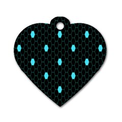 Blue Black Hexagon Dots Dog Tag Heart (two Sides) by Mariart
