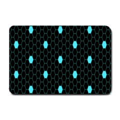 Blue Black Hexagon Dots Small Doormat 