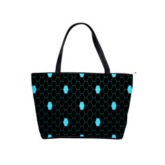 Blue Black Hexagon Dots Shoulder Handbags by Mariart