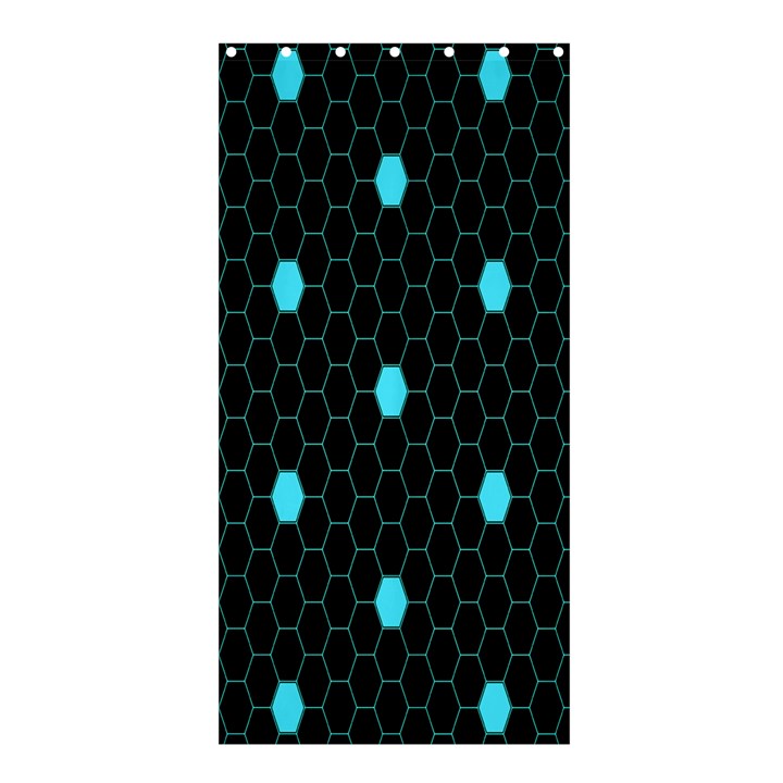 Blue Black Hexagon Dots Shower Curtain 36  x 72  (Stall) 