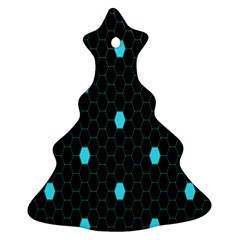 Blue Black Hexagon Dots Ornament (christmas Tree) 