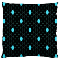 Blue Black Hexagon Dots Large Cushion Case (one Side)