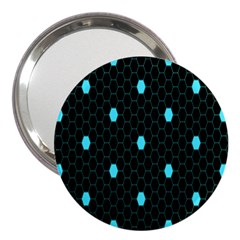 Blue Black Hexagon Dots 3  Handbag Mirrors