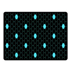 Blue Black Hexagon Dots Double Sided Fleece Blanket (small) 