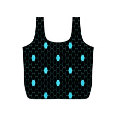 Blue Black Hexagon Dots Full Print Recycle Bags (s) 