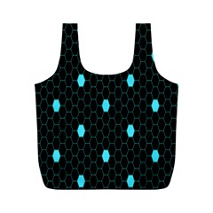 Blue Black Hexagon Dots Full Print Recycle Bags (m) 