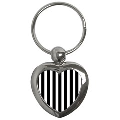 Black White Line Vertical Key Chains (heart)  by Mariart