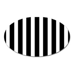 Black White Line Vertical Oval Magnet