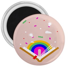 Books Rainboe Lamp Star Pink 3  Magnets