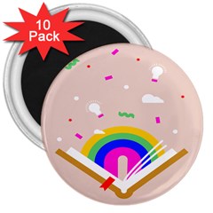 Books Rainboe Lamp Star Pink 3  Magnets (10 Pack) 