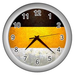 Wooden Board Yellow White Black Wall Clocks (silver)  by Mariart