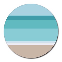 Dachis Beach Line Blue Water Round Mousepads by Mariart