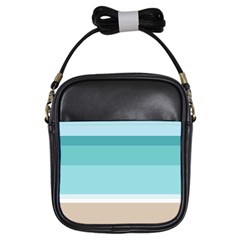 Dachis Beach Line Blue Water Girls Sling Bags by Mariart