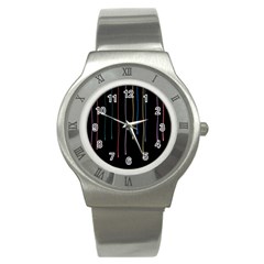 Falling Light Lines Perfection Graphic Colorful Stainless Steel Watch