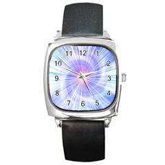 Creation Light Blue White Neon Sun Square Metal Watch