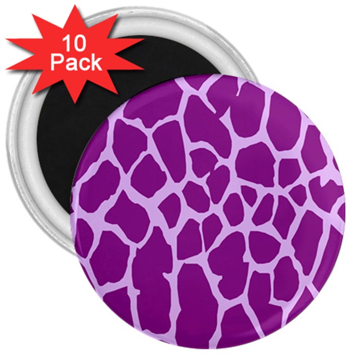 Giraffe Skin Purple Polka 3  Magnets (10 pack) 