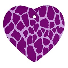 Giraffe Skin Purple Polka Heart Ornament (two Sides)