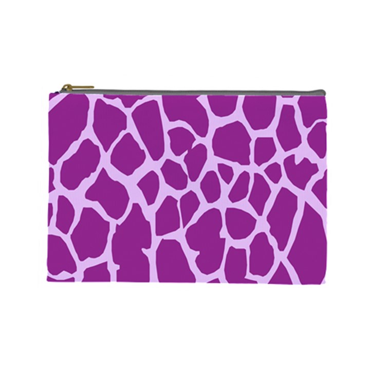 Giraffe Skin Purple Polka Cosmetic Bag (Large) 