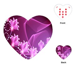 Lotus Sunflower Sakura Flower Floral Pink Purple Polka Leaf Polkadot Waves Wave Chevron Playing Cards (heart)  by Mariart