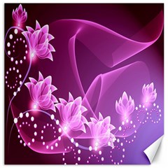 Lotus Sunflower Sakura Flower Floral Pink Purple Polka Leaf Polkadot Waves Wave Chevron Canvas 12  X 12  