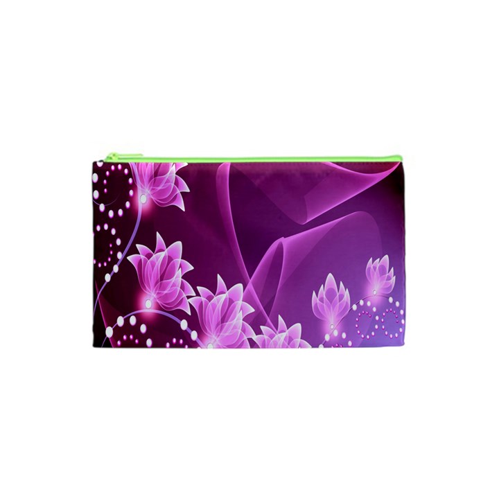 Lotus Sunflower Sakura Flower Floral Pink Purple Polka Leaf Polkadot Waves Wave Chevron Cosmetic Bag (XS)