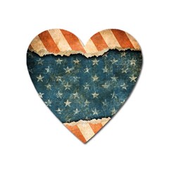 Grunge Ripped Paper Usa Flag Heart Magnet