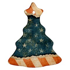 Grunge Ripped Paper Usa Flag Ornament (christmas Tree) 