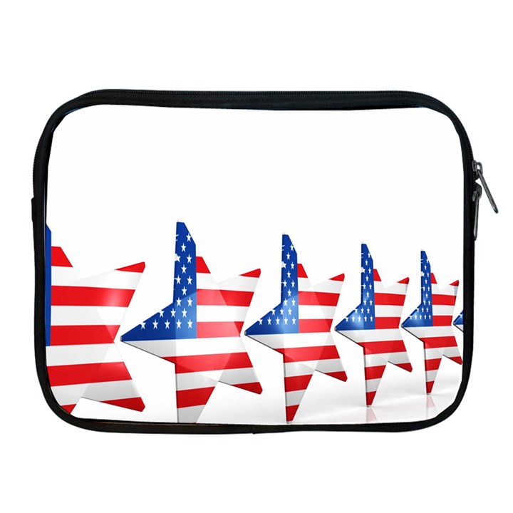 Multiple Us Flag Stars Line Slide Apple iPad 2/3/4 Zipper Cases