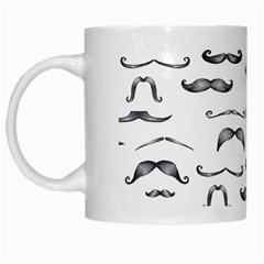Mustache Man Black Hair White Mugs by Mariart