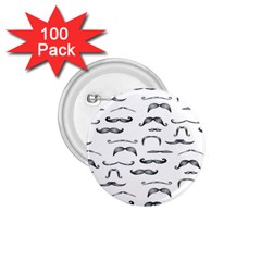 Mustache Man Black Hair 1 75  Buttons (100 Pack) 