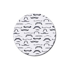 Mustache Man Black Hair Rubber Round Coaster (4 Pack)  by Mariart