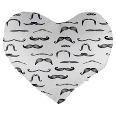 Mustache Man Black Hair Large 19  Premium Flano Heart Shape Cushions