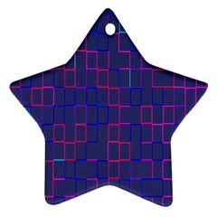 Grid Lines Square Pink Cyan Purple Blue Squares Lines Plaid Ornament (star)